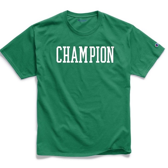 Champion Logo lettering T-Shirt Men’s X-Large Green Crew Neck Tee shirt sleeve - Picture 1 of 11